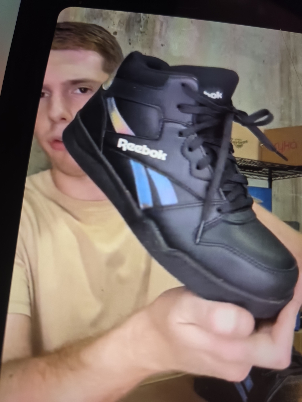 Reebok Men's Black High-Top Sneakers with Blue Accent Also With Steel NWOT